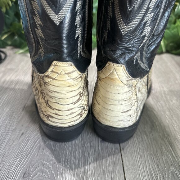 RARE Tony Lama Boots Men 9 D Exotic Python Snakeskin. Gloss Upper Leather VTG main image 5